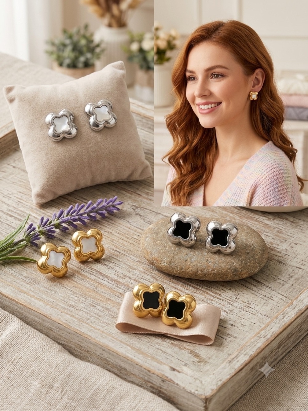 Top & Top Pastel Four-Leaf Clover Earrings - Pick One Pair